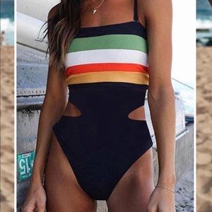 NEW Striped Cutout Swimsuit